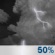 Monday Night: A 50 percent chance of showers and thunderstorms.  Mostly cloudy, with a low around 57. South southwest wind around 15 mph becoming northwest after midnight. Winds could gust as high as 25 mph. 