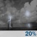 Tonight: A slight chance of showers and thunderstorms before 8pm.  Partly cloudy, with a low around 64. Northeast wind 6 to 9 mph.  Chance of precipitation is 20%.