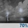 Tuesday Night: Showers and thunderstorms likely, mainly between 7pm and 10pm, then showers likely and possibly a thunderstorm after 10pm.  Mostly cloudy, with a low around 66. West southwest wind 5 to 10 mph becoming east northeast after midnight.  Chance of precipitation is 70%. New rainfall amounts between a half and three quarters of an inch possible. 