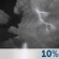 Saturday Night: Isolated showers and thunderstorms before 8pm.  Mostly cloudy, with a low around 65. Breezy, with a south wind 18 to 24 mph, with gusts as high as 37 mph.  Chance of precipitation is 10%.