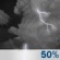 Wednesday Night: A 50 percent chance of showers and thunderstorms.  Mostly cloudy, with a low around 68. South wind 15 to 20 mph, with gusts as high as 30 mph. 