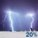 Overnight: Isolated showers and thunderstorms.  Cloudy, with a low around 67. Calm wind.  Chance of precipitation is 20%.