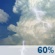 Wednesday: Showers and thunderstorms likely, mainly before 7am.  Cloudy, then gradually becoming mostly sunny, with a high near 81. South southwest wind 8 to 10 mph becoming west northwest in the afternoon. Winds could gust as high as 18 mph.  Chance of precipitation is 60%. New rainfall amounts between a tenth and quarter of an inch, except higher amounts possible in thunderstorms. 