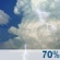 Friday: Showers and thunderstorms likely, mainly between 1pm and 4pm, then showers likely and possibly a thunderstorm after 4pm.  Partly sunny, with a high near 79. Southwest wind around 7 mph.  Chance of precipitation is 70%. New rainfall amounts between a quarter and half of an inch possible. 