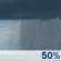 Thursday: A chance of showers.  Partly sunny, with a high near 64. Chance of precipitation is 50%.