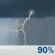 Friday: Showers and thunderstorms before 1pm, then a chance of showers and thunderstorms after 4pm.  High near 80. South wind 15 to 20 mph, with gusts as high as 35 mph.  Chance of precipitation is 90%. New rainfall amounts between a quarter and half of an inch possible. 